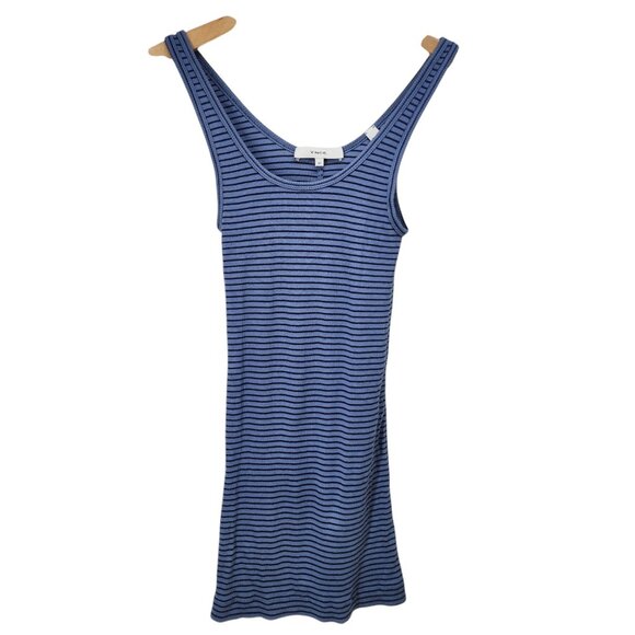 Vince Blue Striped Sleeveless Tank Top XS 50% Pima Cotton 50% Modal Made In Peru - Picture 6 of 6